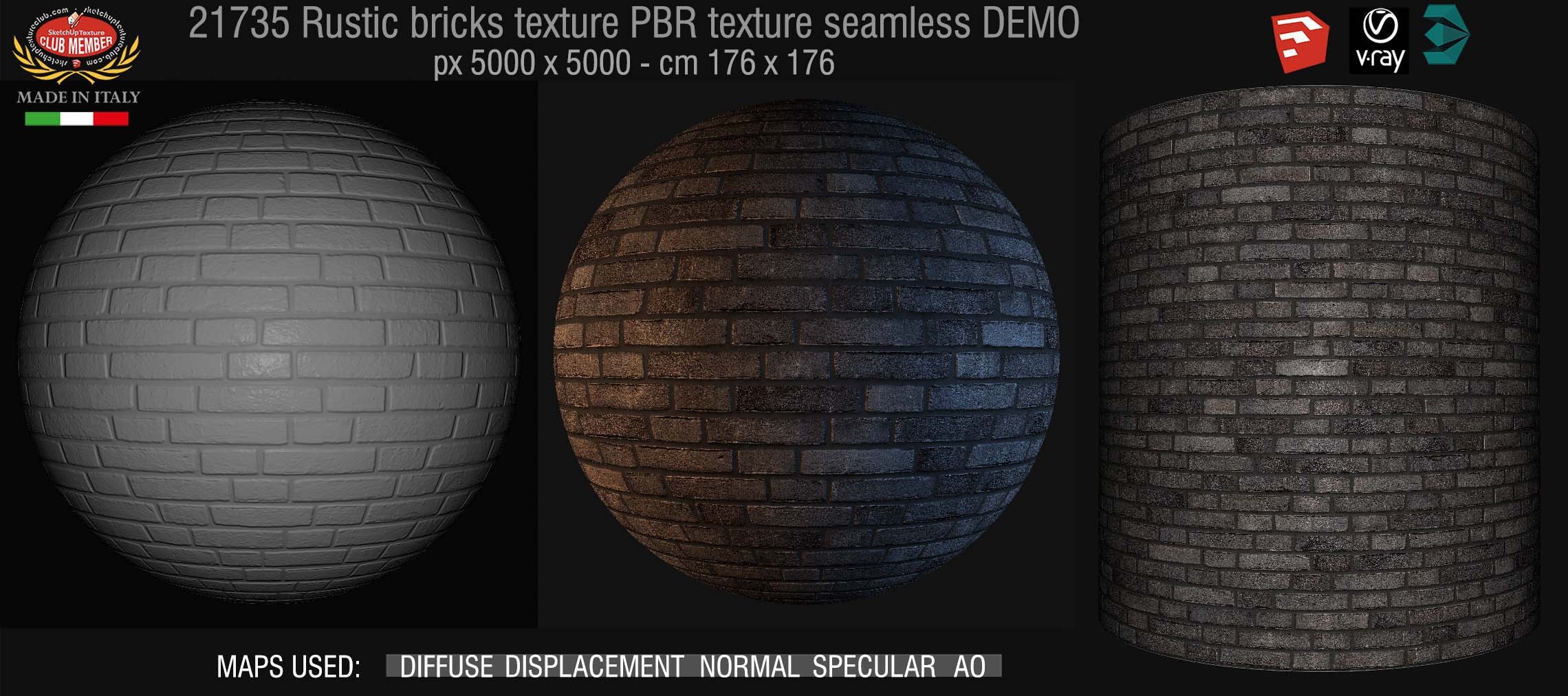 21735 rustic bricks PBR texture seamless DEMO