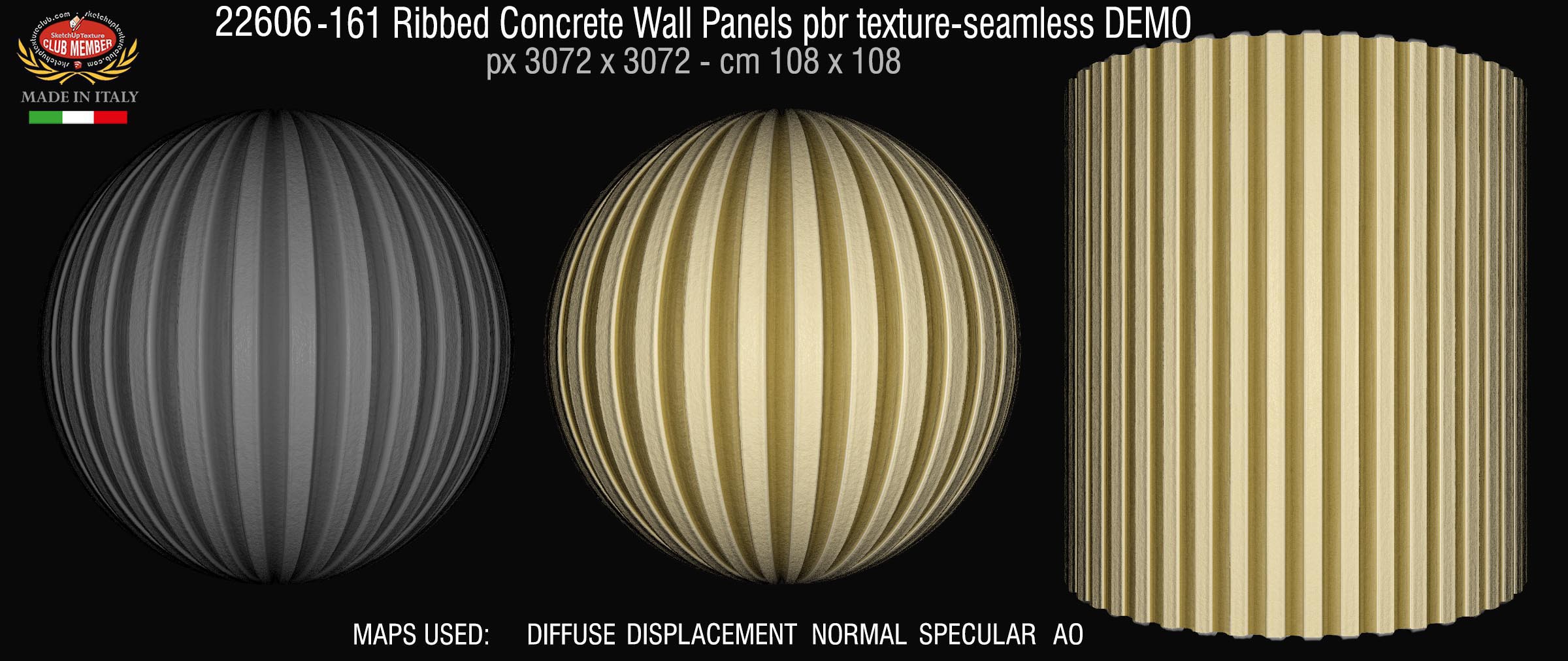 22625-161 Ribbed Concrete Wall Panels pbr texture-seamless DEMO