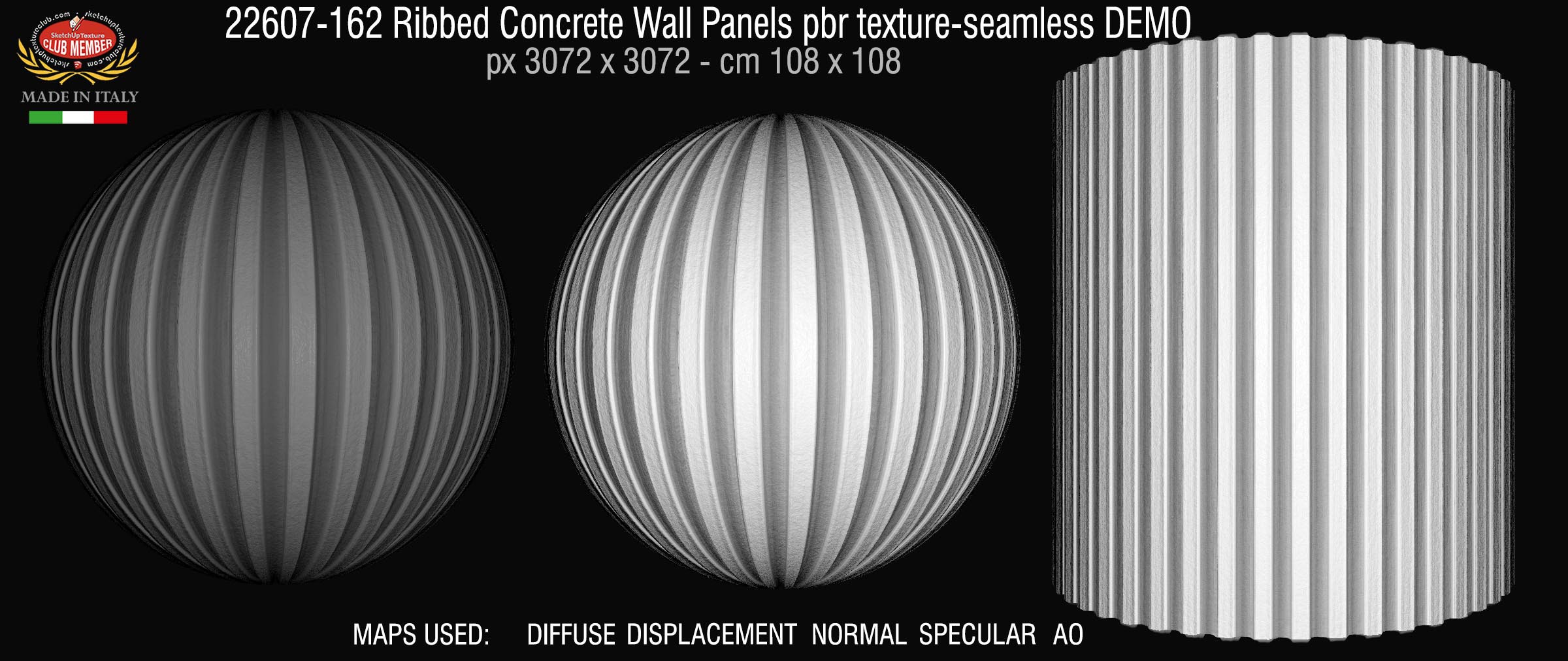 22607-162 Ribbed Concrete Wall Panels pbr texture-seamless DEMO