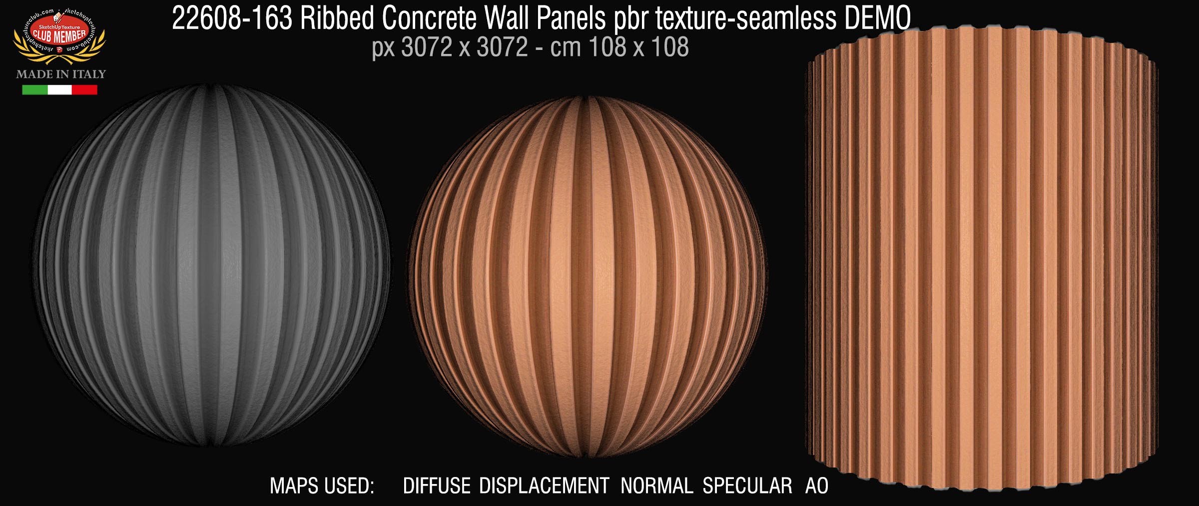 22608-163 Ribbed Concrete Wall Panels pbr texture-seamless DEMO