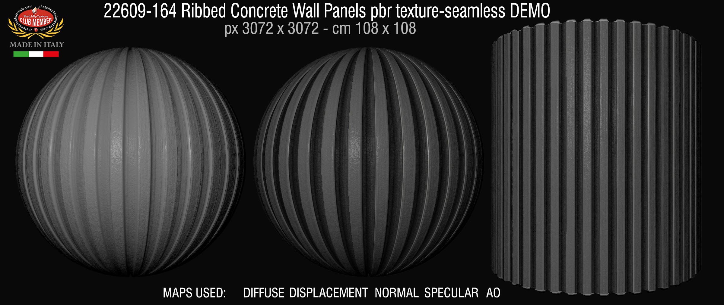 22609-164 Ribbed Concrete Wall Panels pbr texture-seamless DEMO