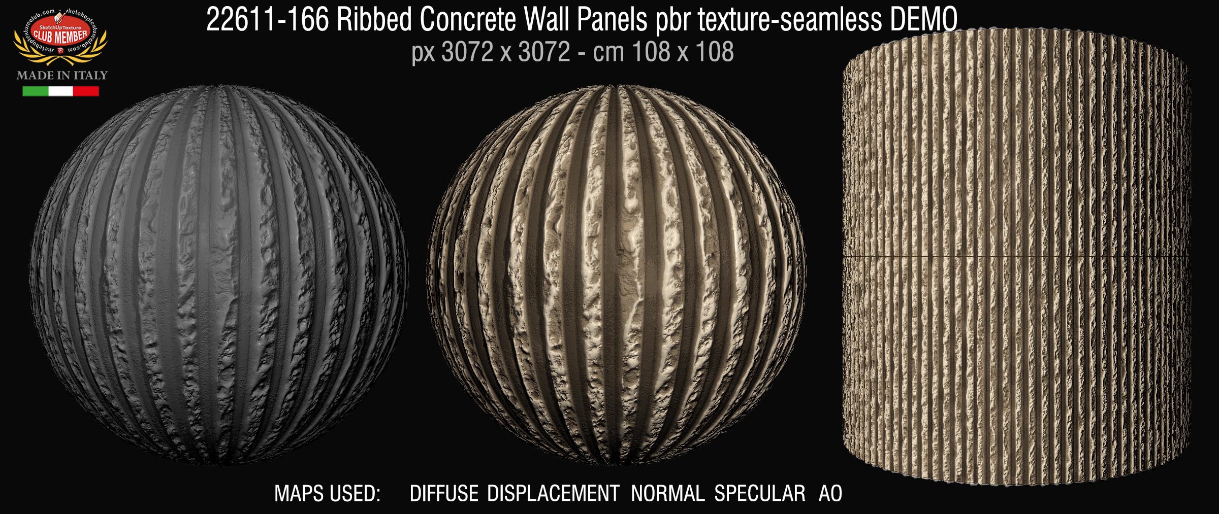 22611-166 Ribbed Concrete Wall Panels pbr texture-seamless DEMO