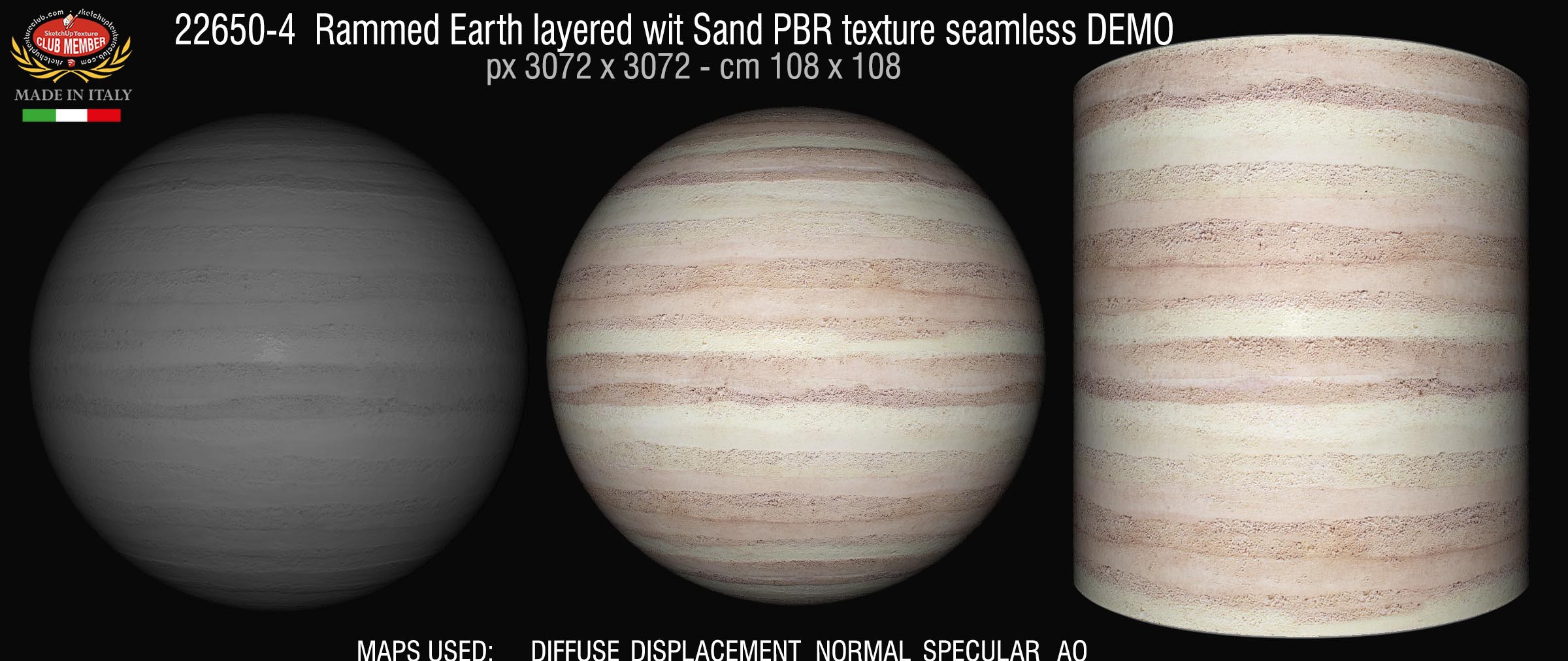 22650-4  Rammed Earth layered wit Sand PBR texture seamless DEMO