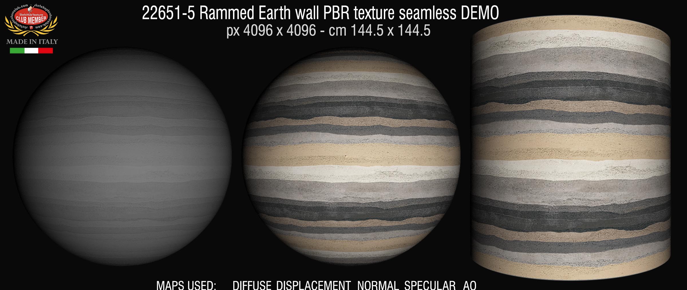 22651-5 Rammed Earth wall PBR texture seamless DEMO