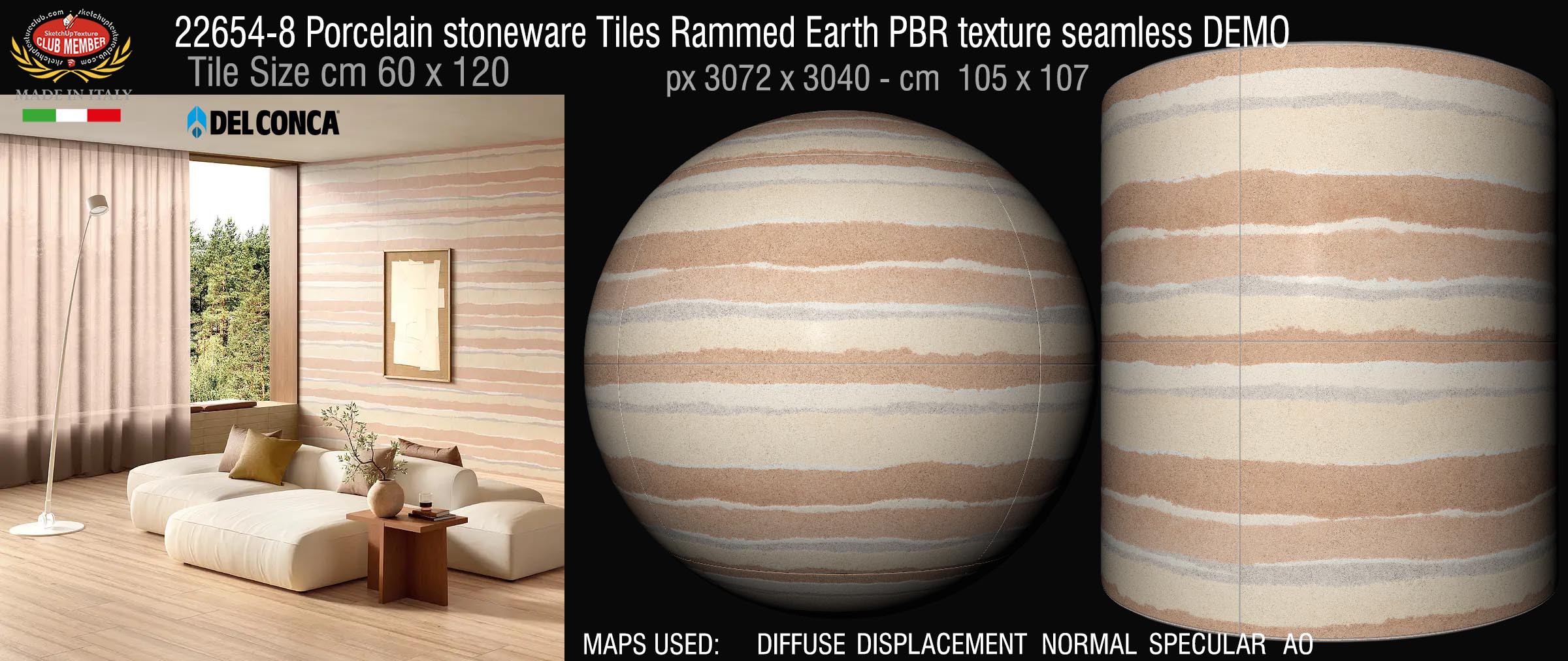 22654-8 Porcelain stoneware Tiles Rammed Earth PBR texture seamless DEMO