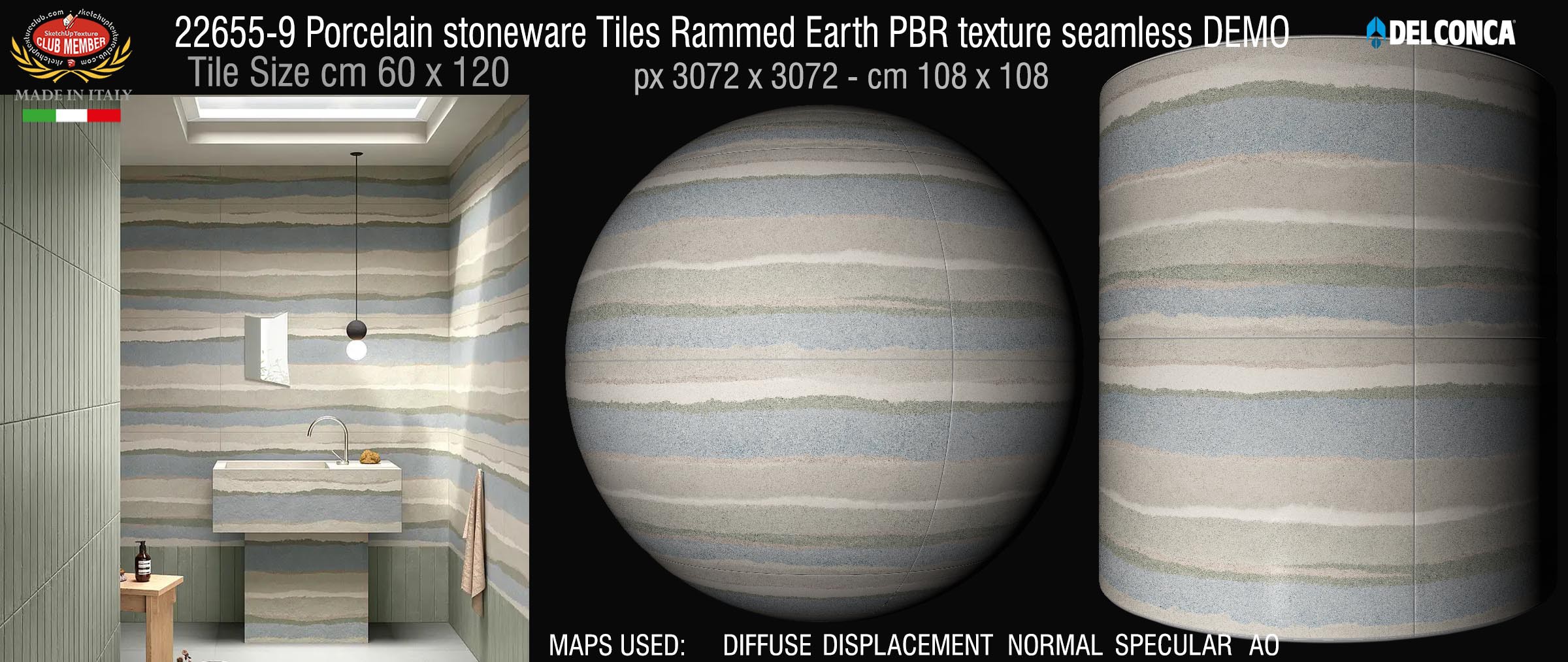 22655-9 Porcelain stoneware Tiles Rammed Earth PBR texture seamless DEMO
