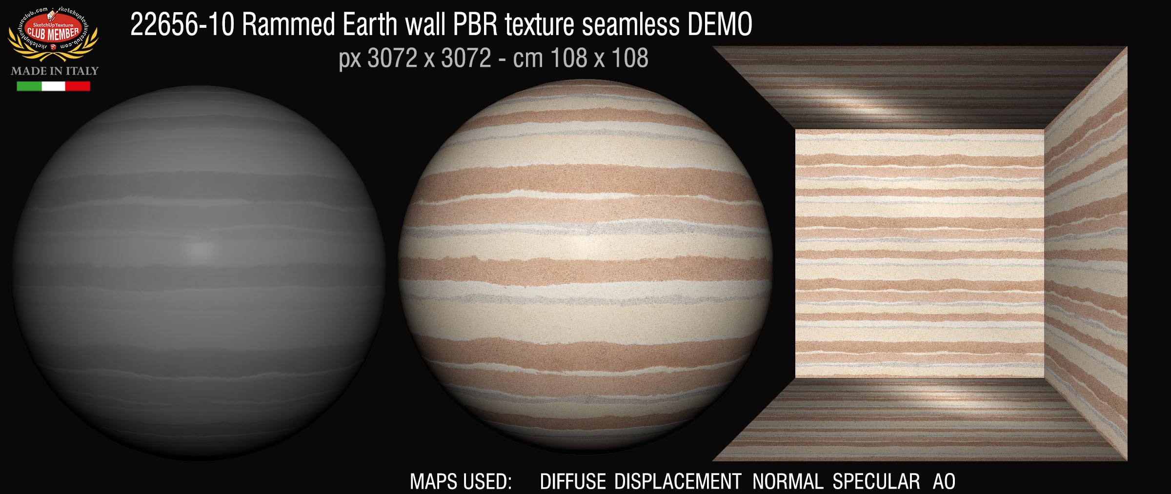 22656-10 Rammed Earth wall PBR texture seamless DEMO