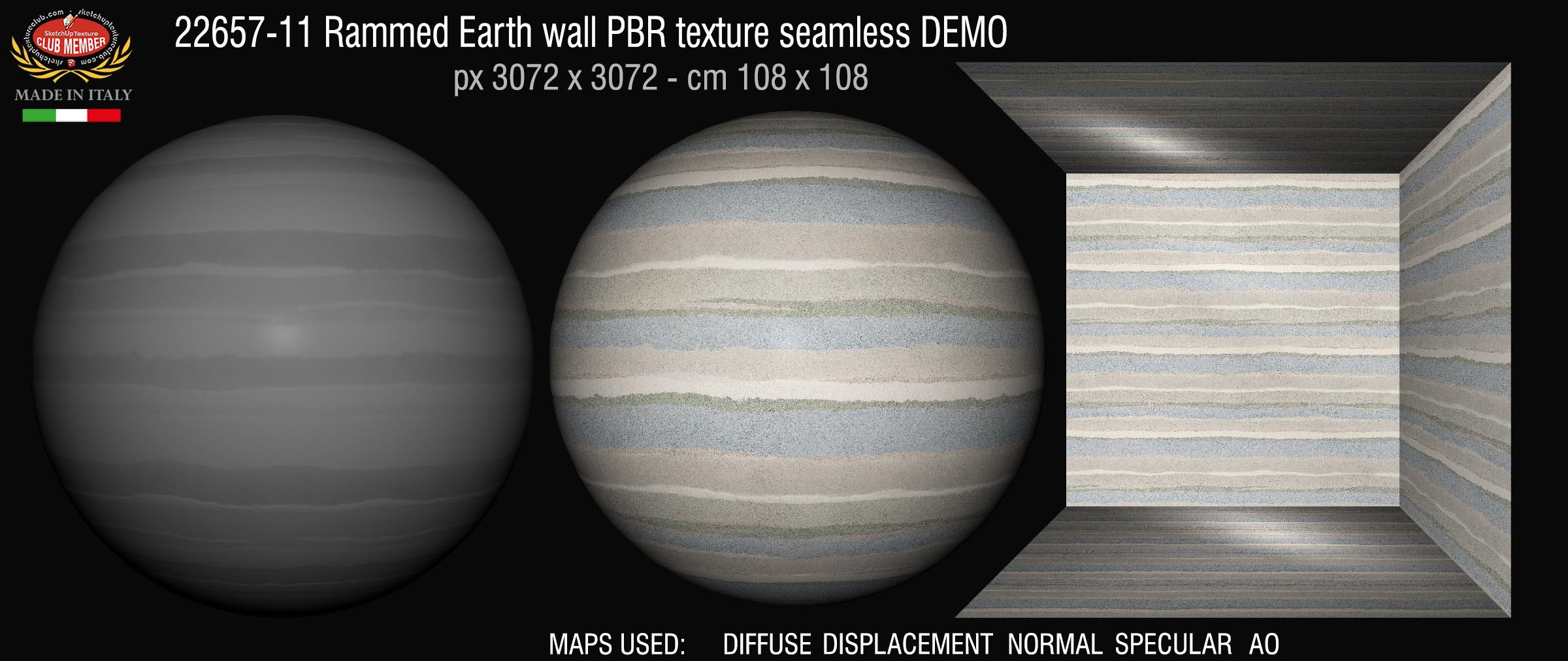 22657-11 Rammed Earth wall PBR texture seamless DEMO