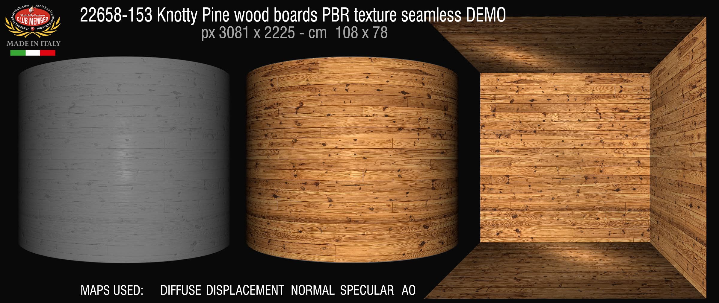 22658-153 Knotty Pine wood boards PBR texture seamless DEMO