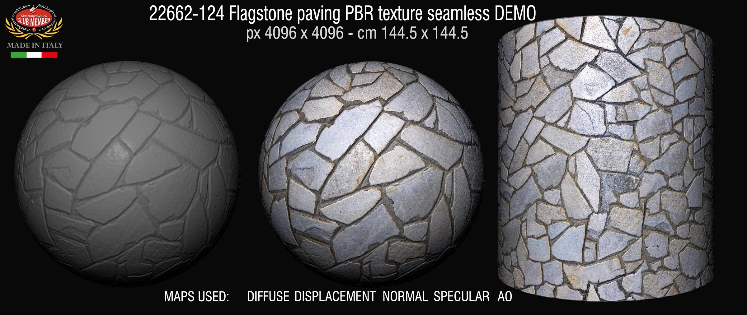 22662-124 Flagstone paving PBR texture seamless DEMO