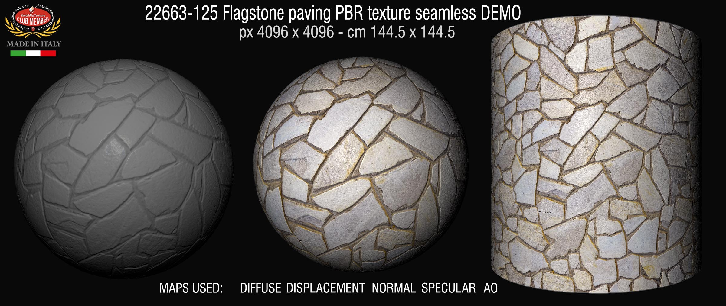 22663-125 Flagstone paving PBR texture seamless DEMO