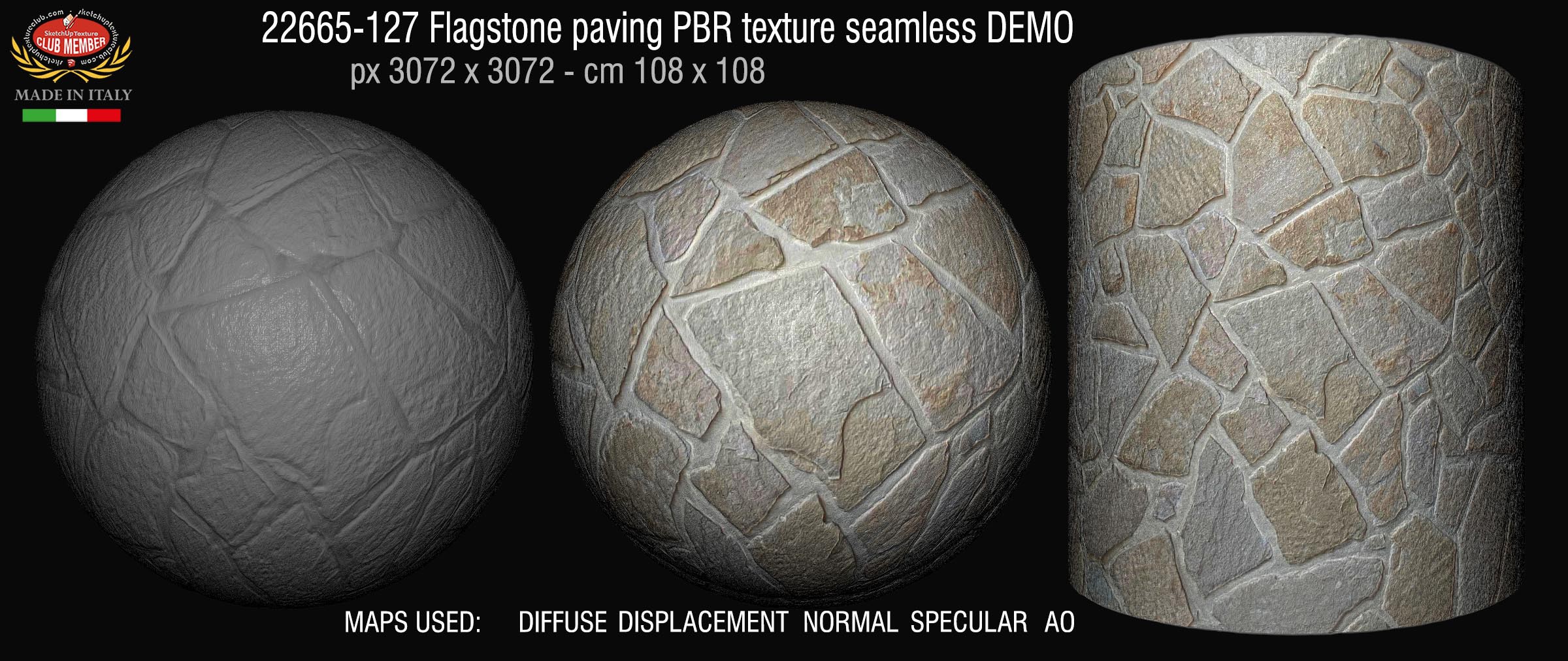22665-127 Flagstone paving PBR texture seamless DEM