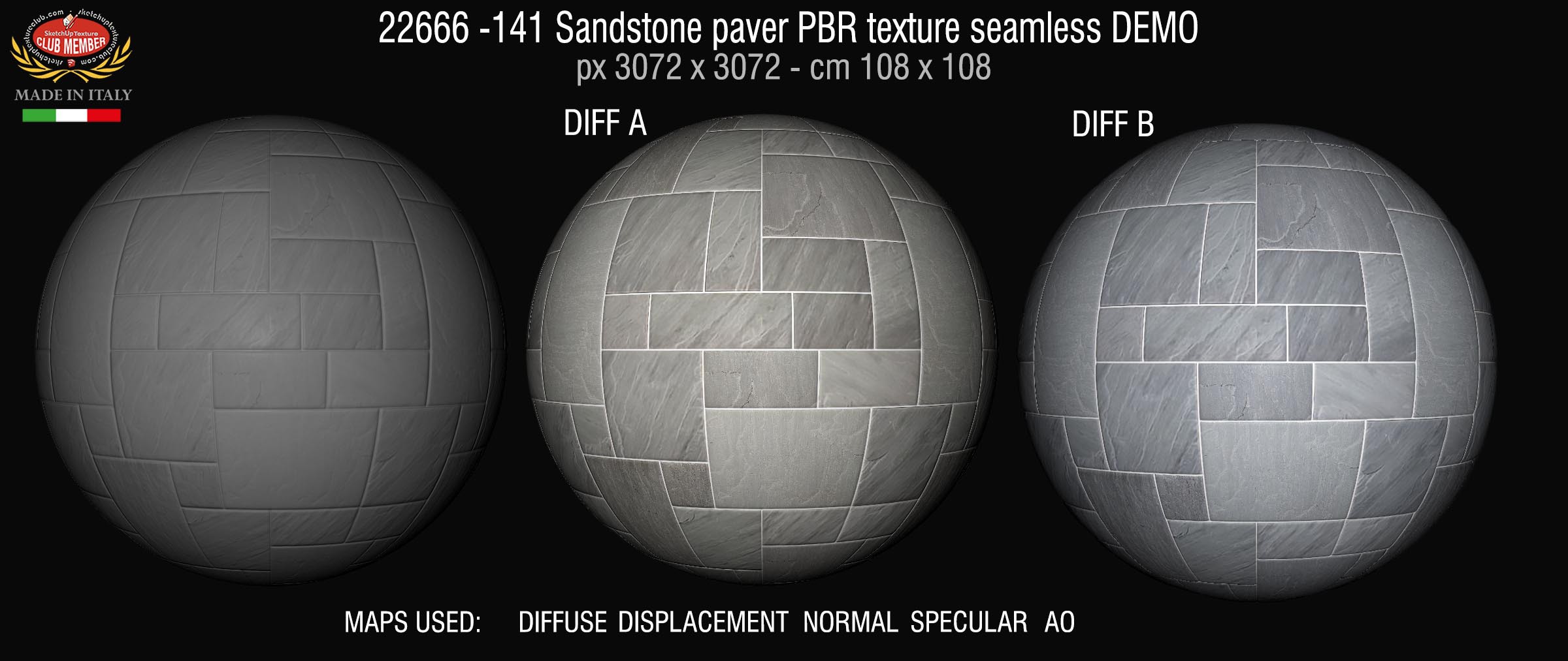 22666 -141 Sandstone paver PBR texture seamless DEMO