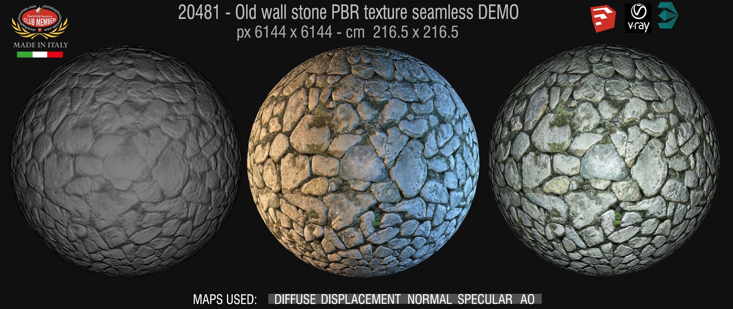 20841 Old wall stone PBR texture seamless DEMO