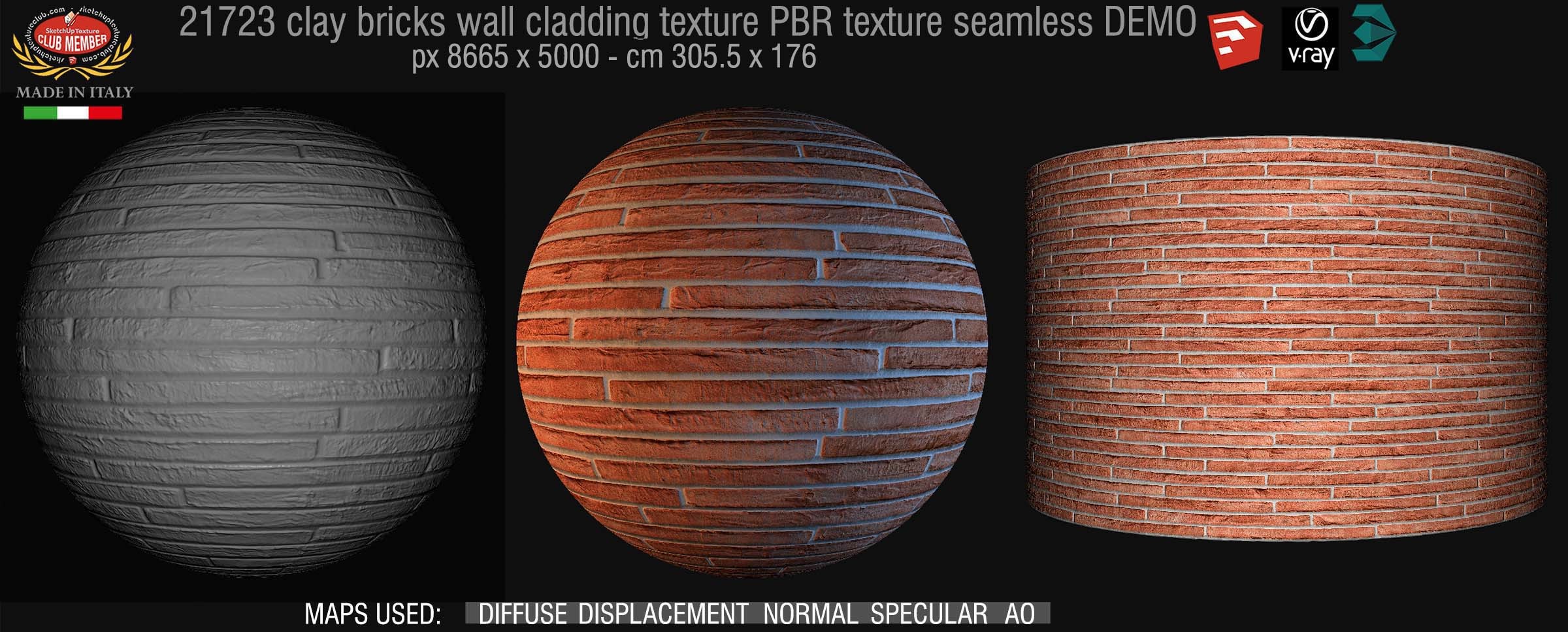 21723 Clay bricks wall cladding PBR texture seamless DEMO