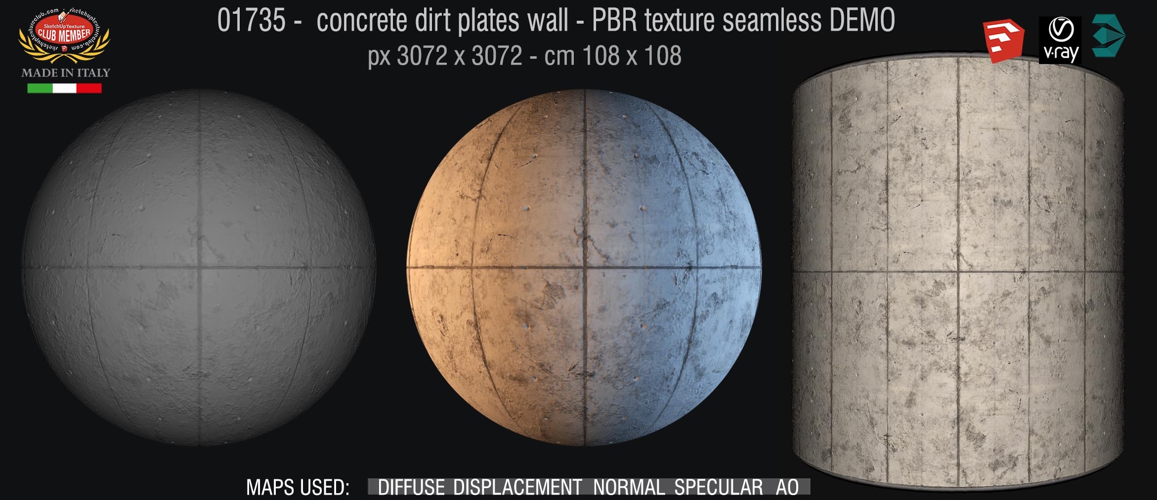 01735 concrete dirt plates wall PBR texture seamless DEMO