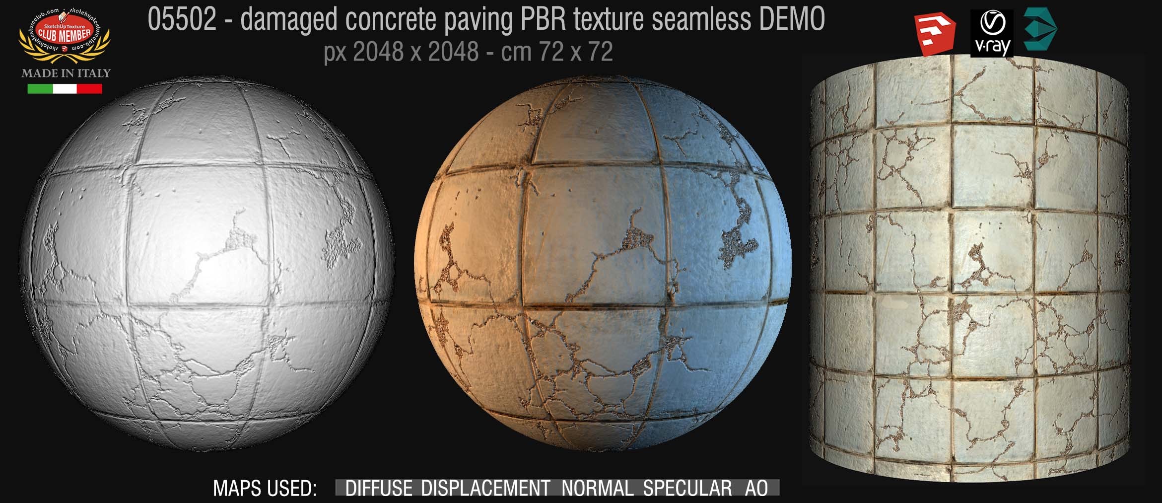 05502 Damaged concrete outdoor paving PBR texture seamless DEMO