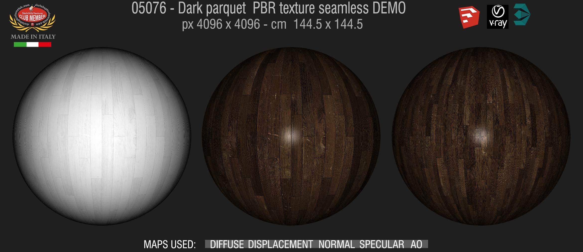 05076 Dark parquet PBR texture seamless DEMO