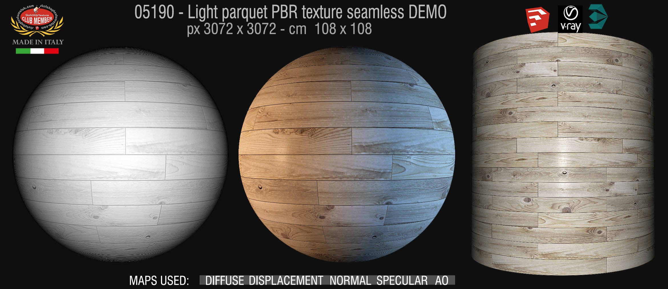 05190 Light parquet PBR texture seamless DEMO