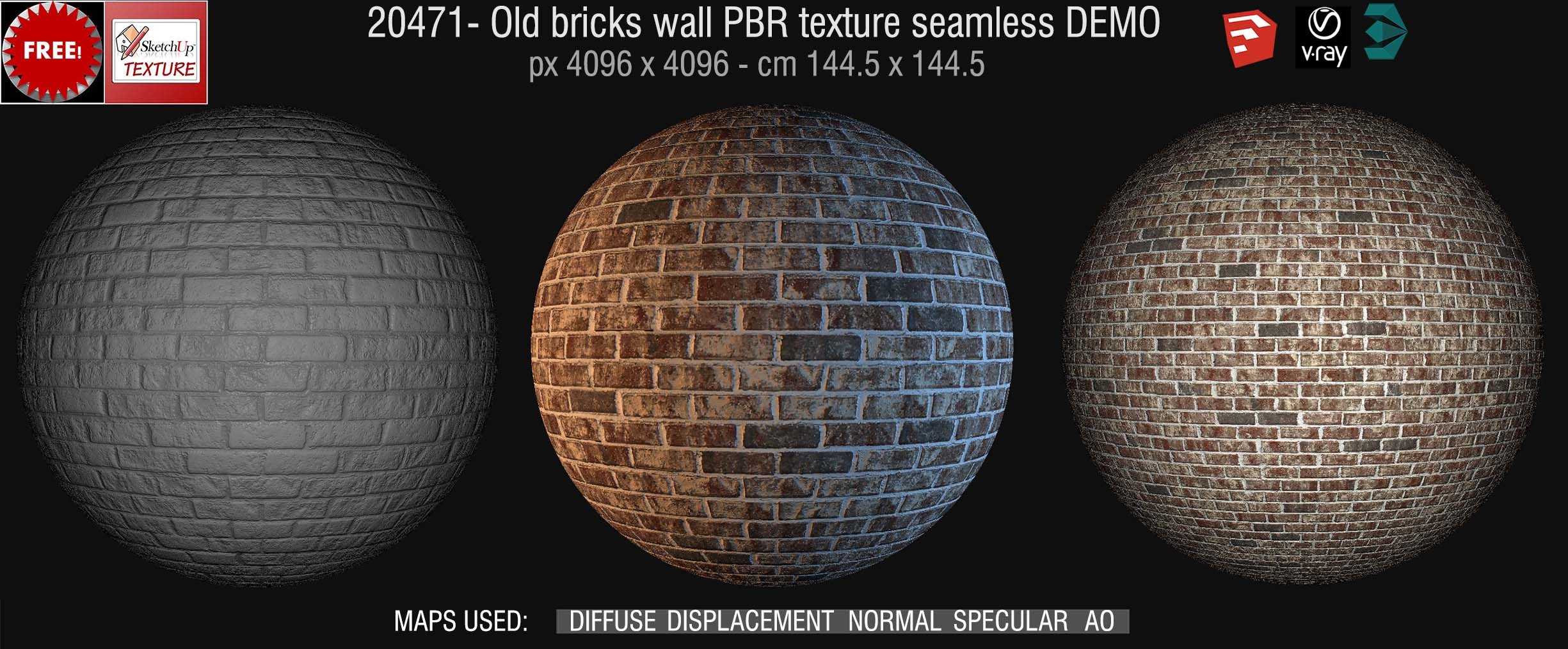 21471 old bricks wall PBR texture seamless DEMO