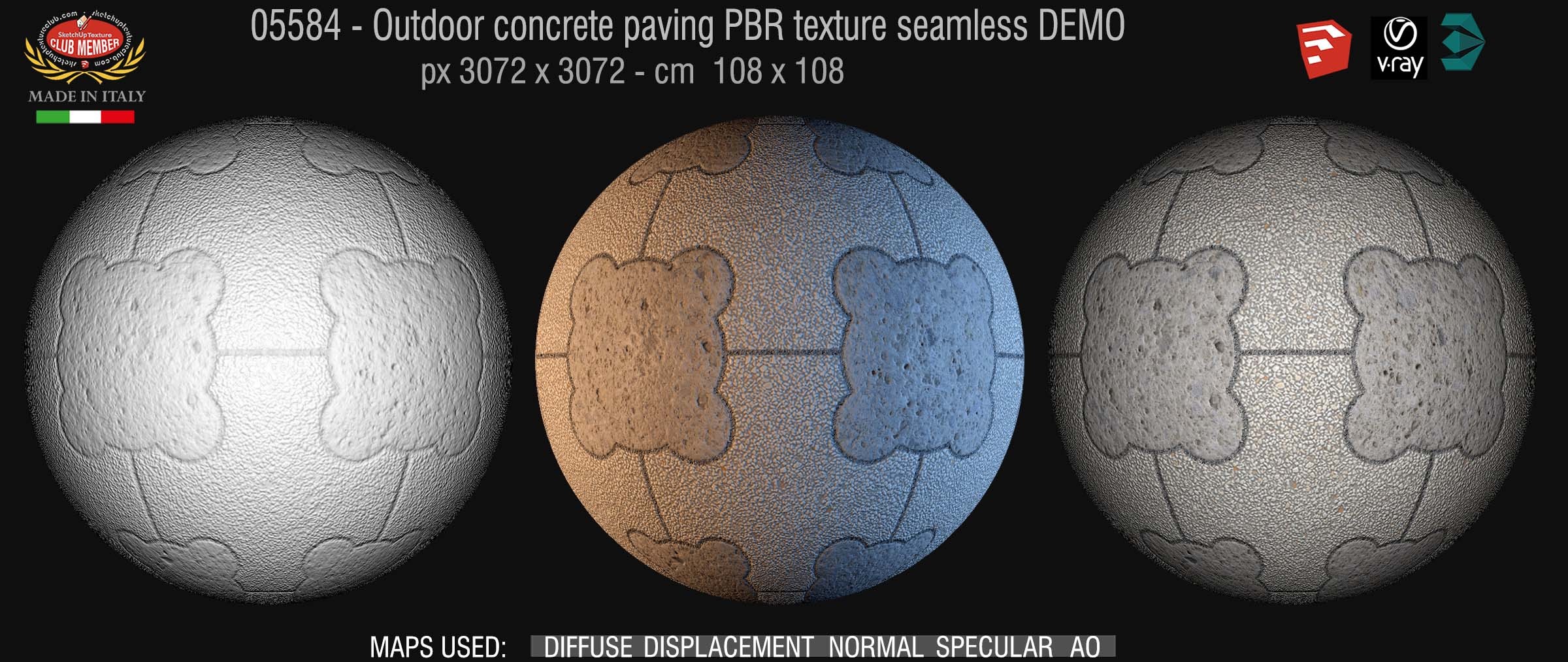 05584 Outdoor concrete paving PBR texture seamless DEMO