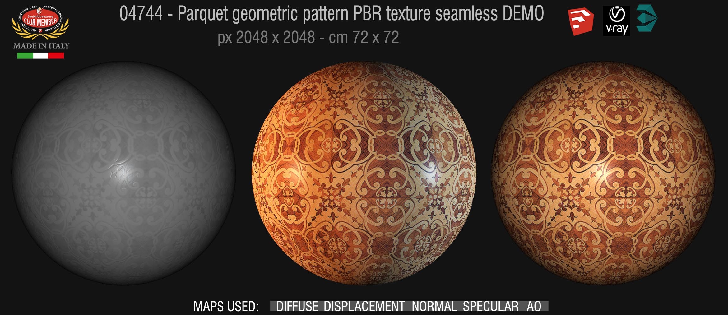 04744 Parquet geometric pattern PBR texture seamless DEMO