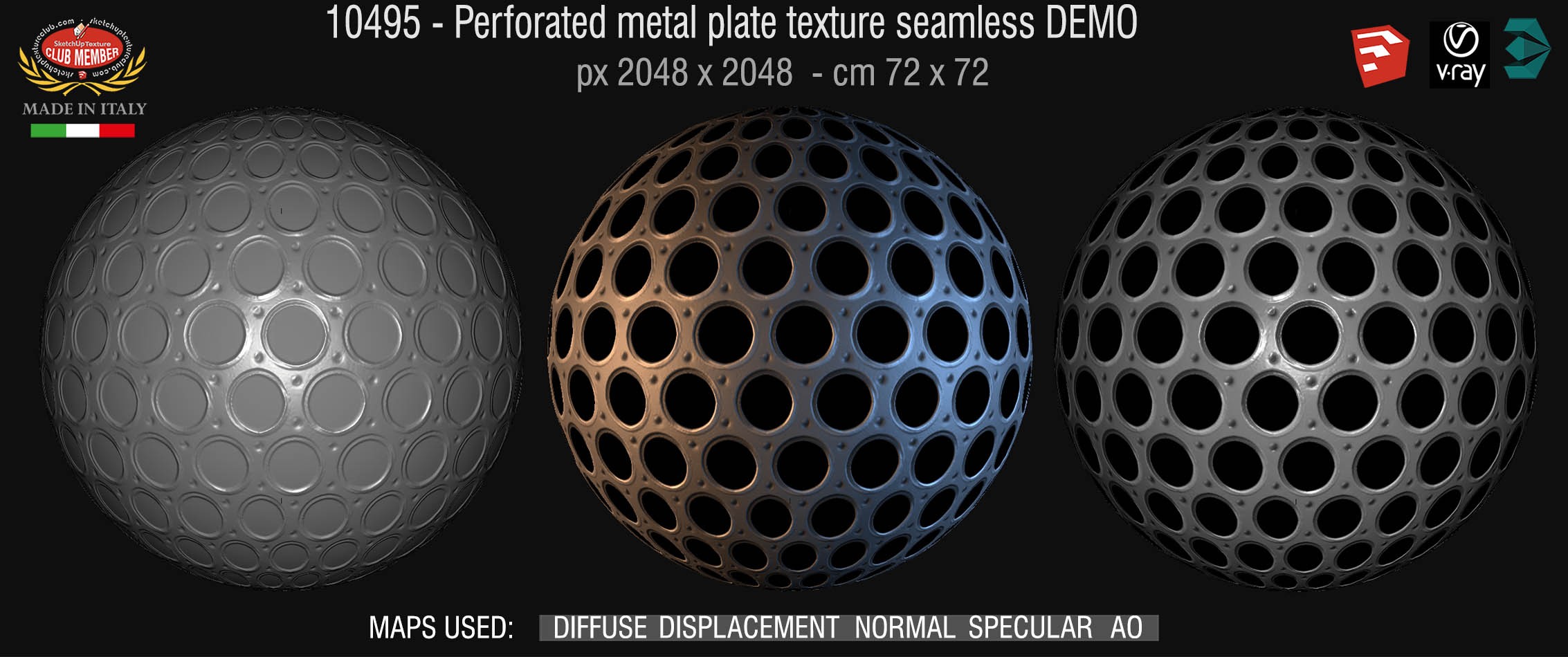 10495 HR Perforated metal plate texture seamless + maps DEMO