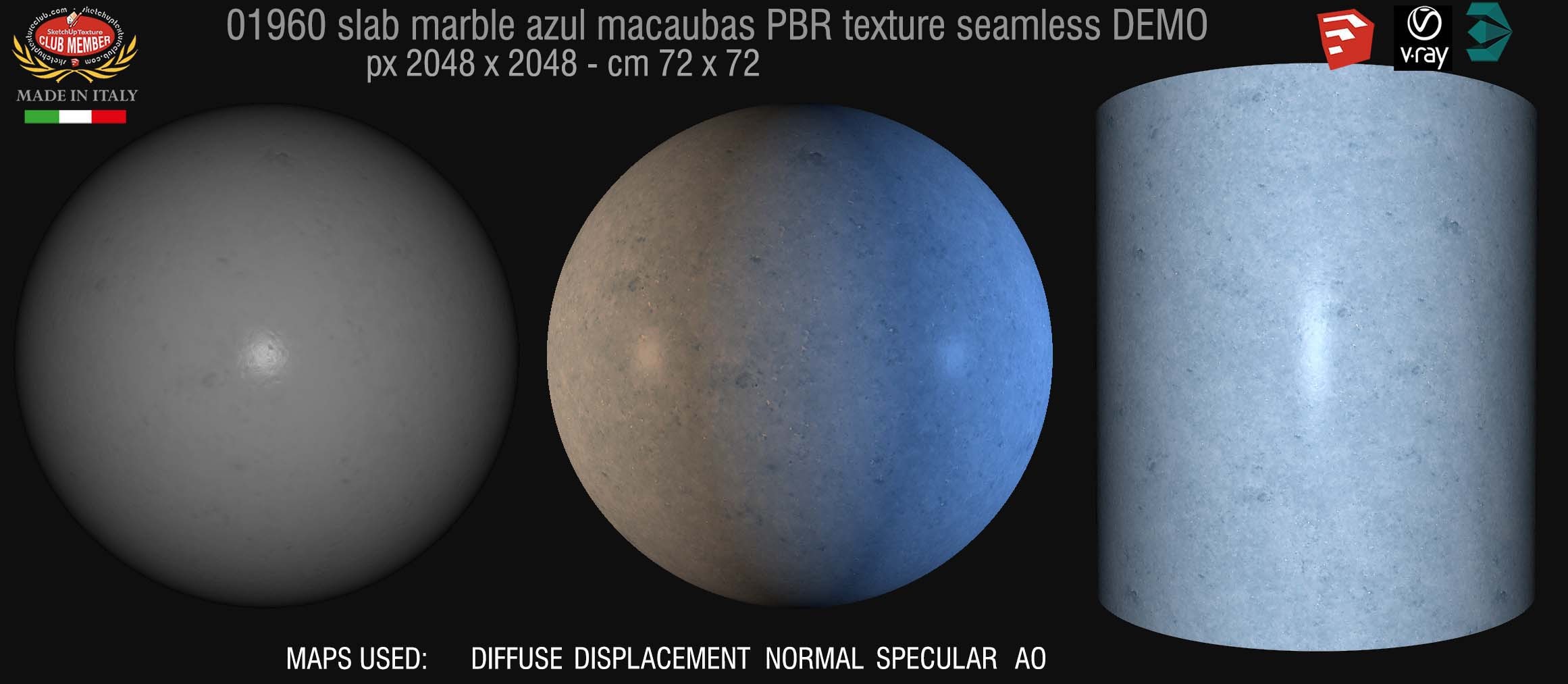 01960 Slab marble azul blue PBR texture seamless DEMO