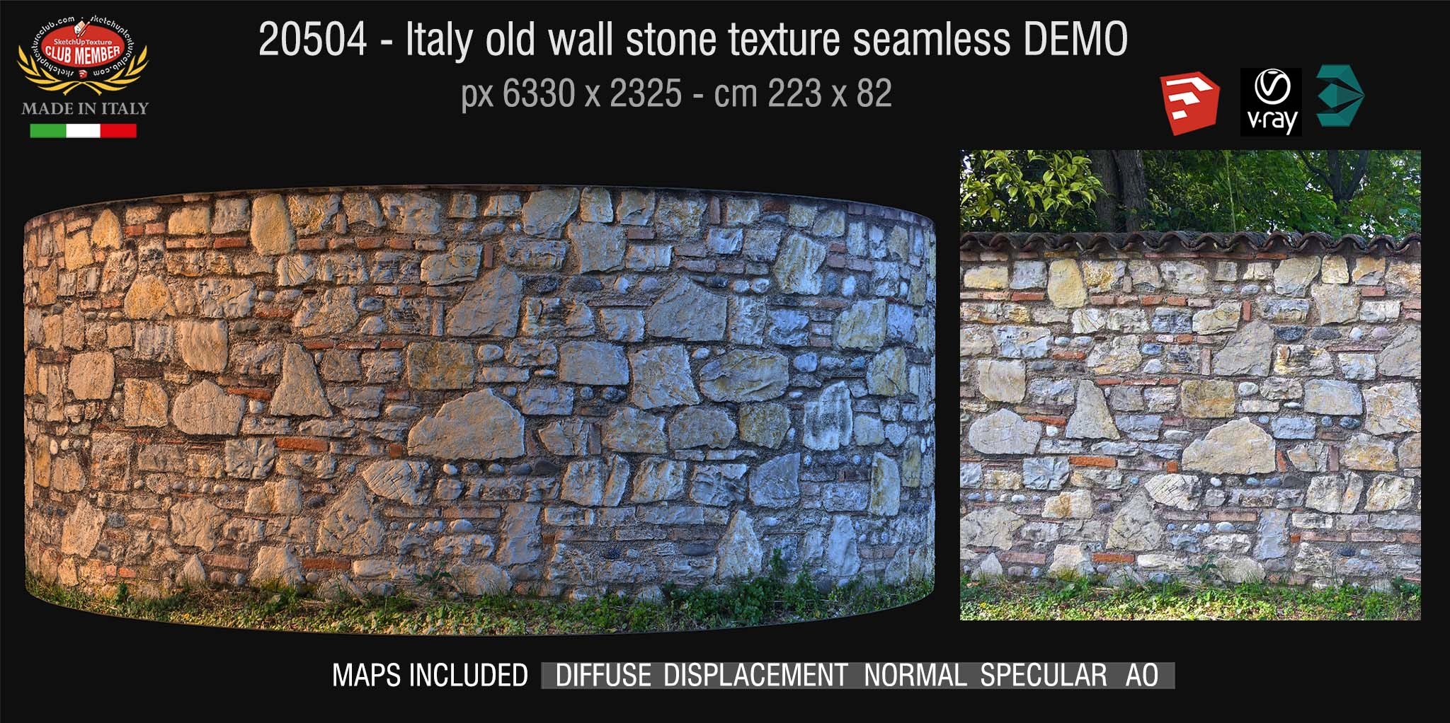 20504 HR Italy old wall stone texture + maps DEMO