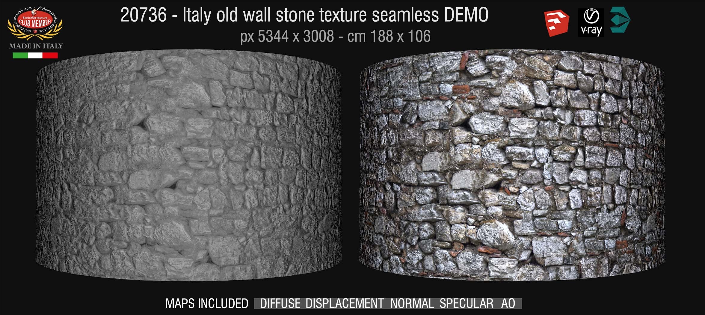 20736 HR Italy old wall stone texture and maps DEMO