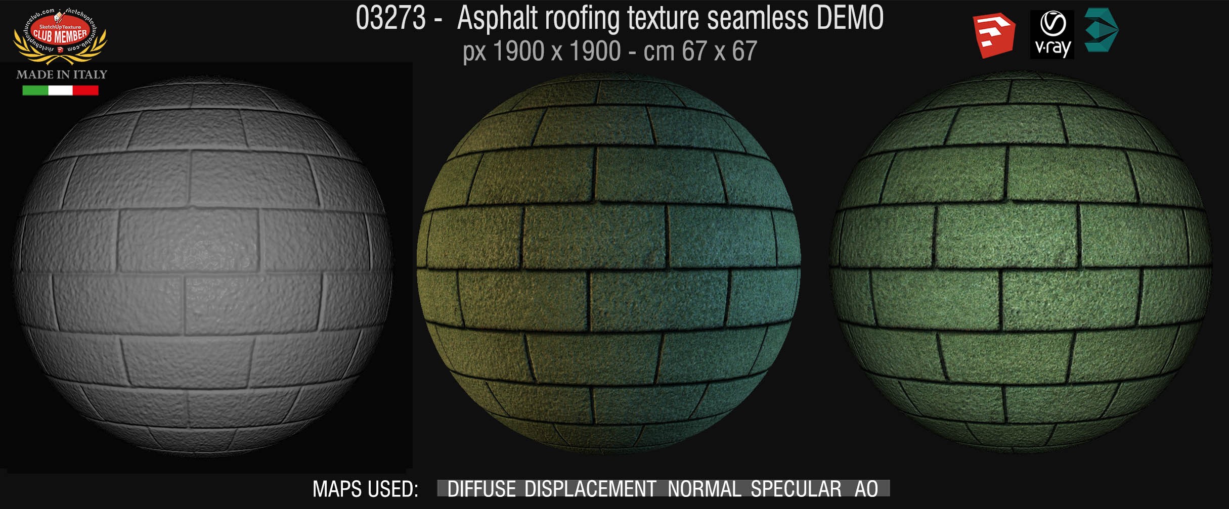 03273 Asphalt roofing texture + maps DEMO