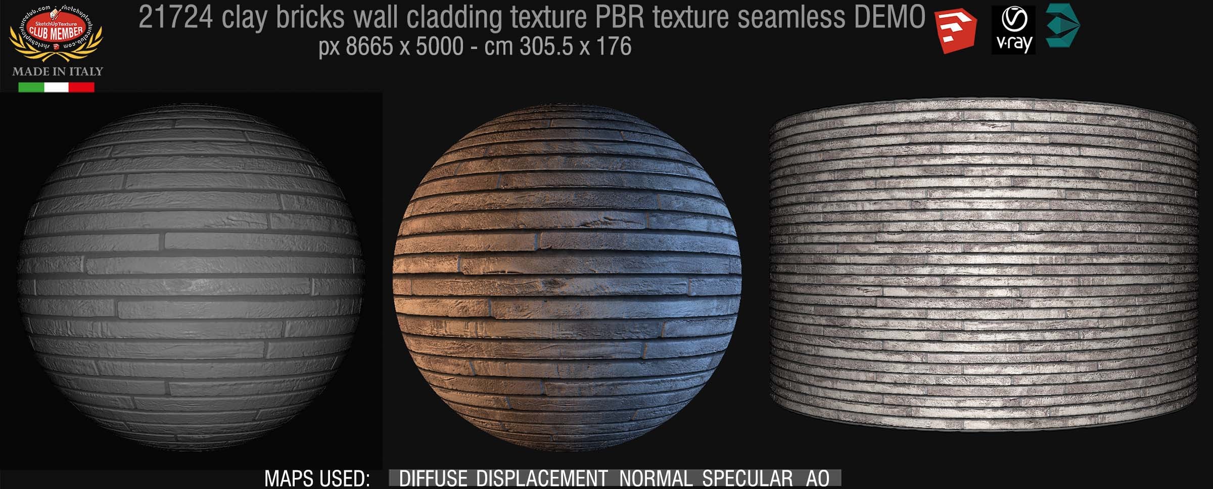 21724 Clay bricks wall cladding PBR texture seamless DEMO