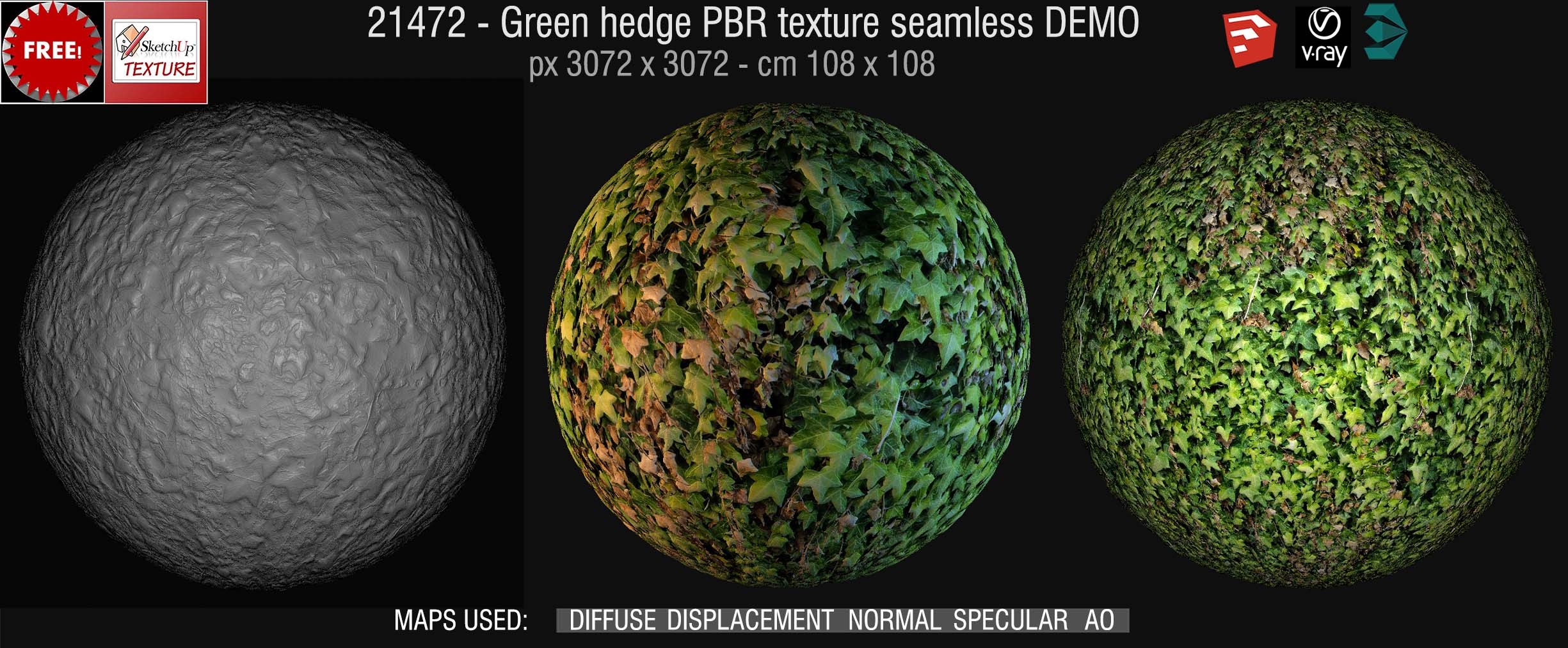 21472 green hedge PBR texture seamless DEMO