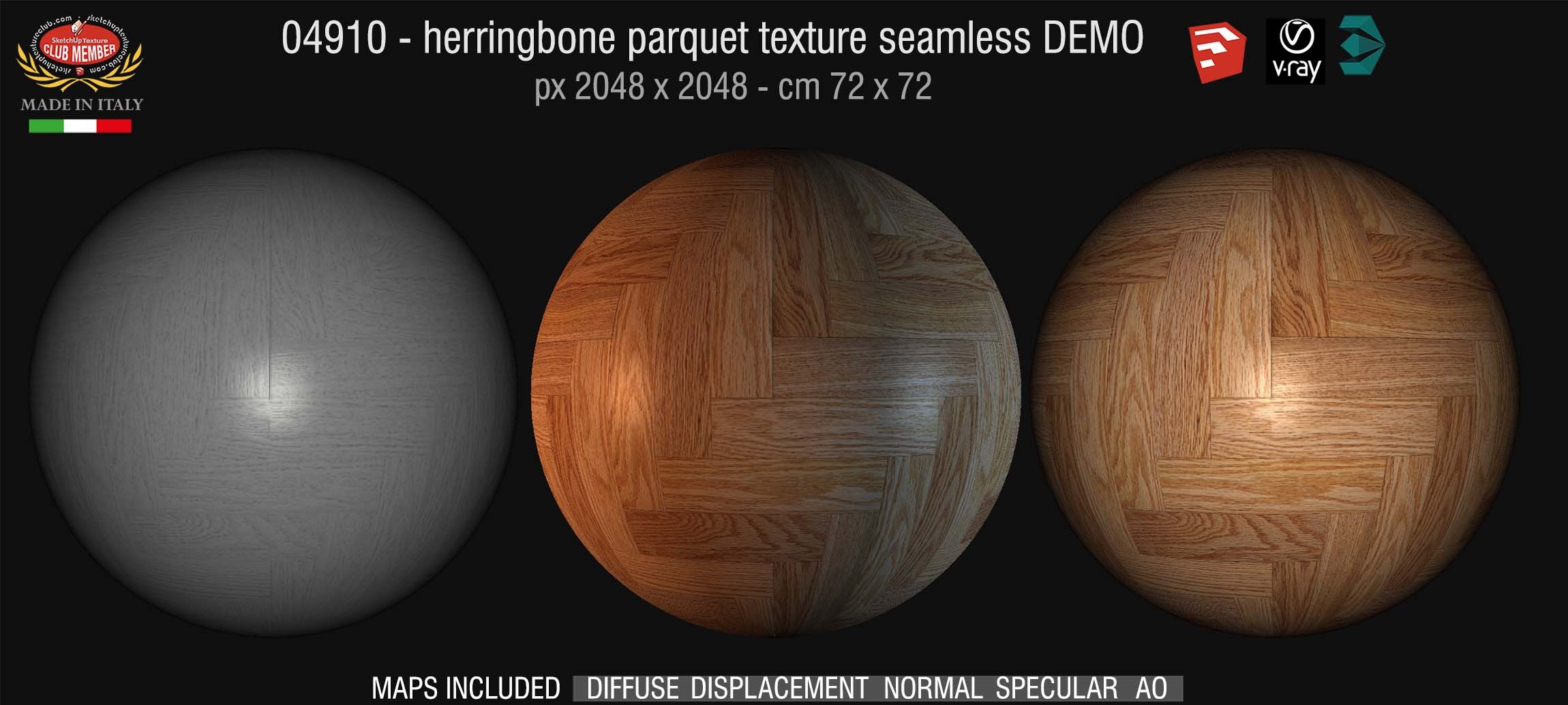 04910 HR Herringbone parquet texture seamless + maps DEMO