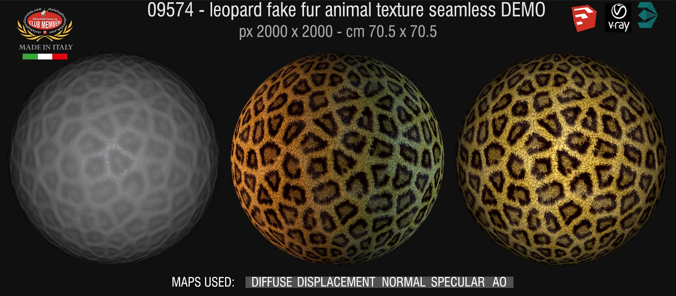 09574 HR Leopard fake fur animal texture + maps DEMO