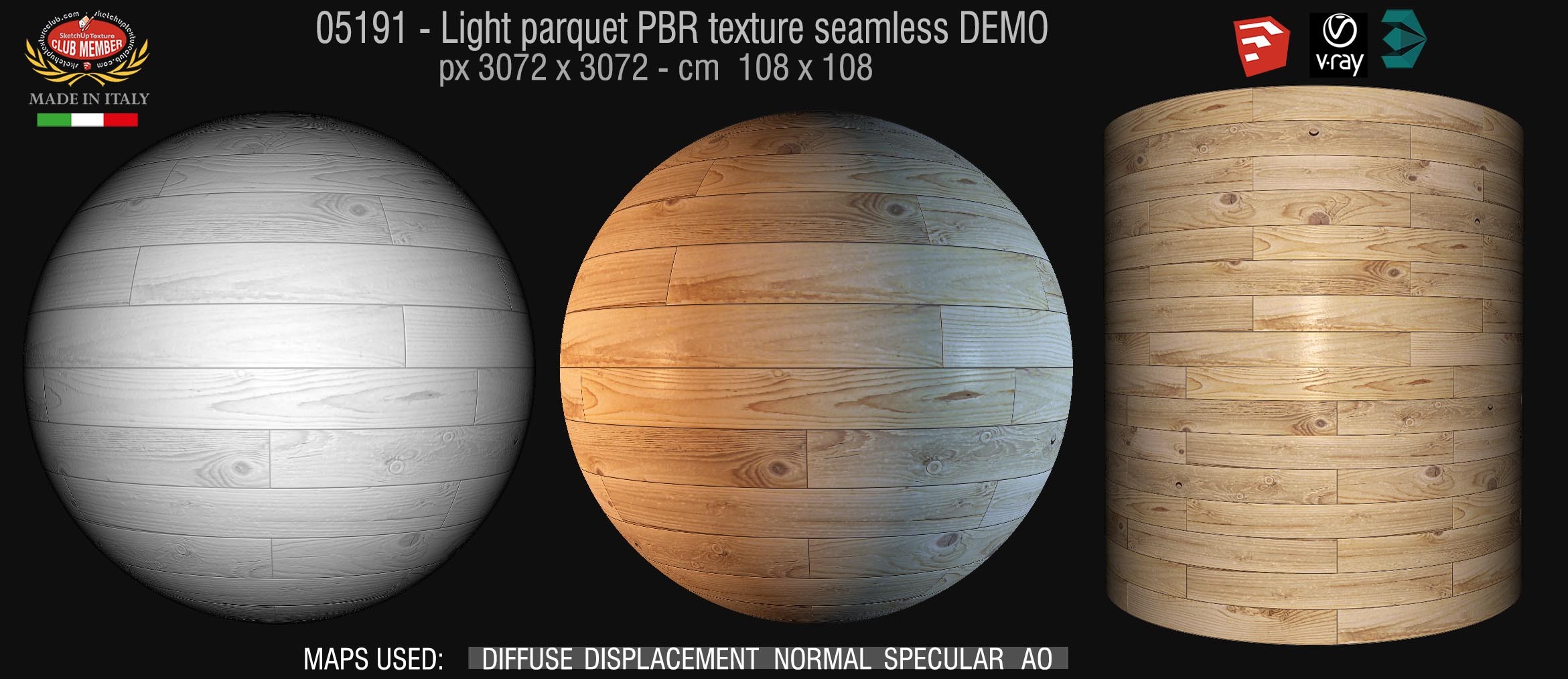 05191 Light parquet PBR texture seamless DEMO