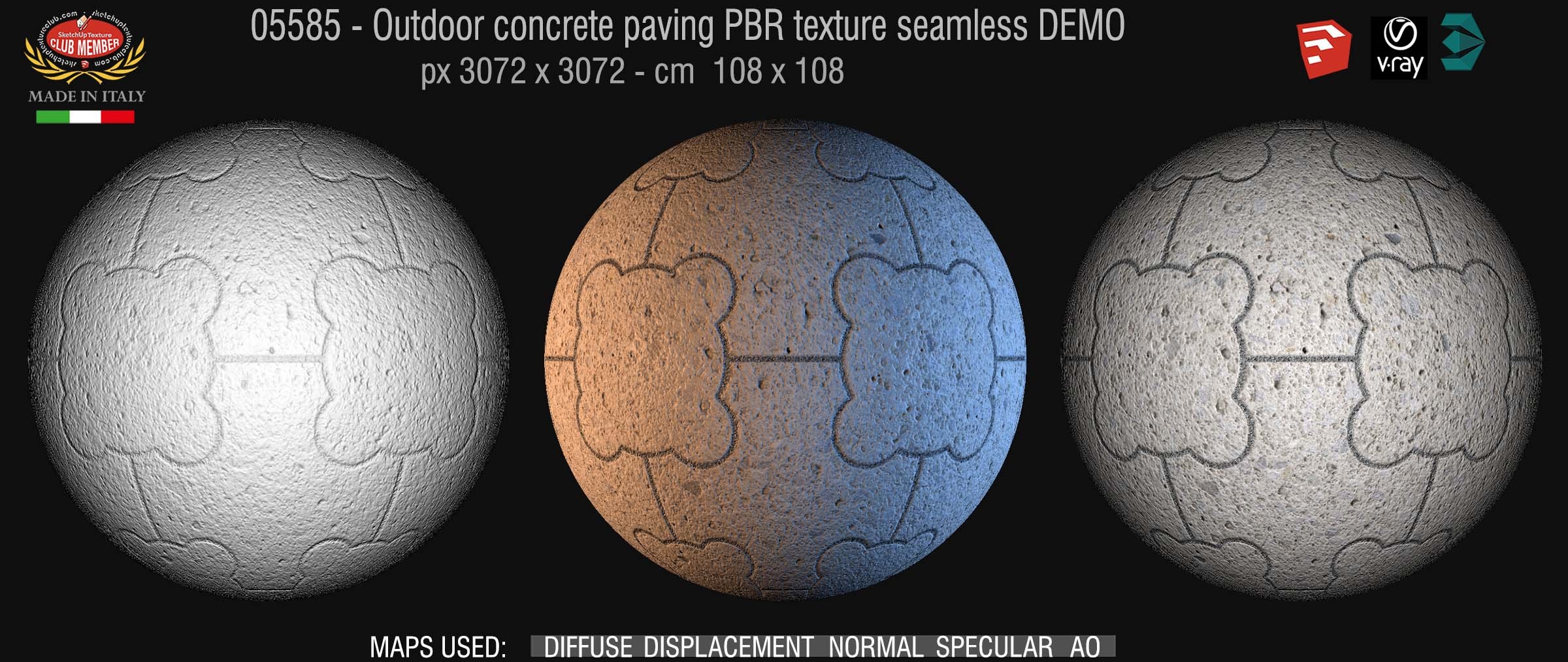 05585 Outdoor concrete paving PBR texture seamless DEMO