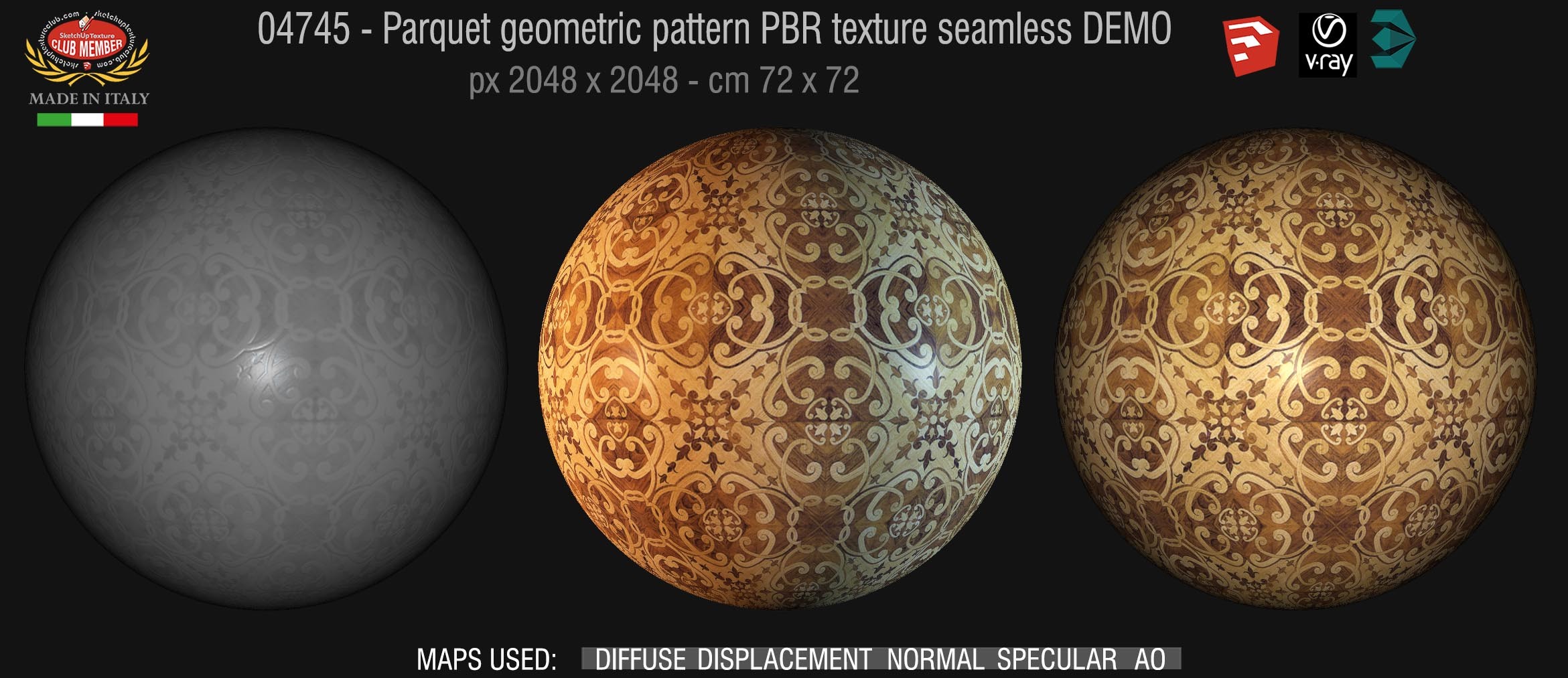 04745 Parquet geometric pattern PBR texture seamless DEMO