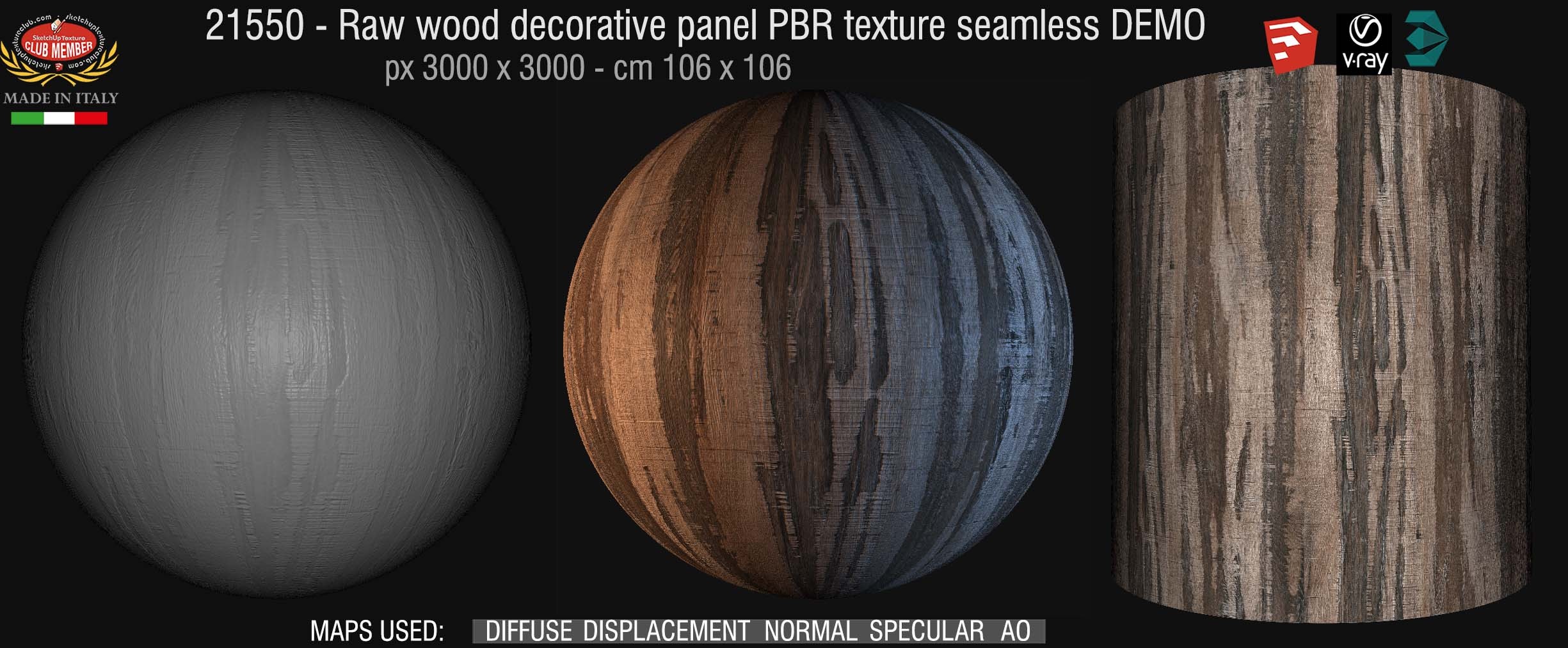 21550 Raw wood decorative panel PBR texture seamless DEMO