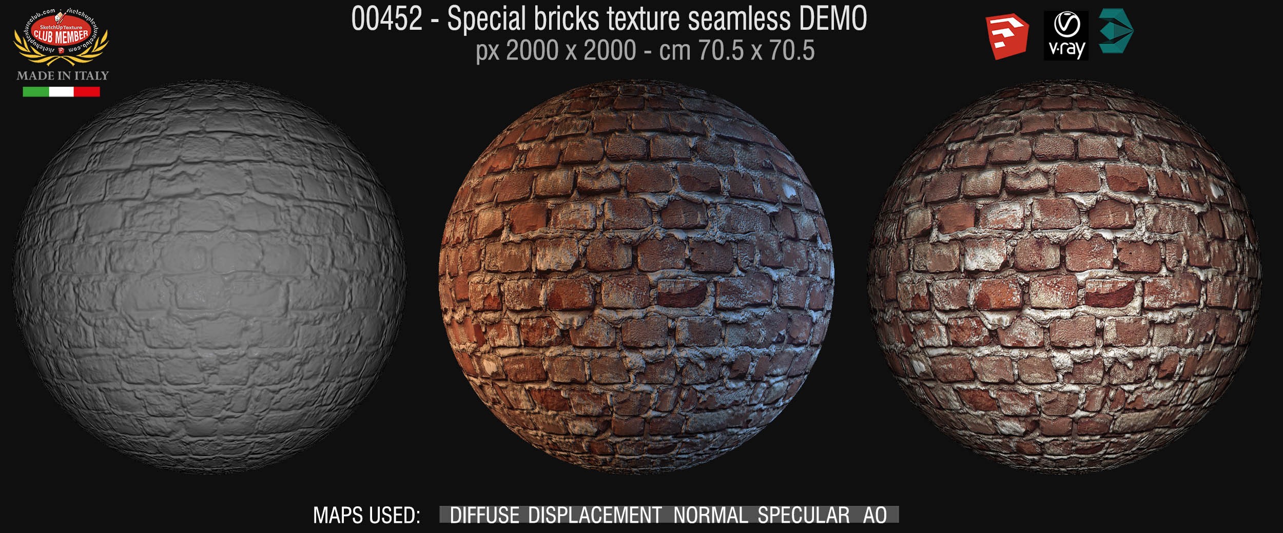 00452 Special bricks texture seamless + maps DEMO