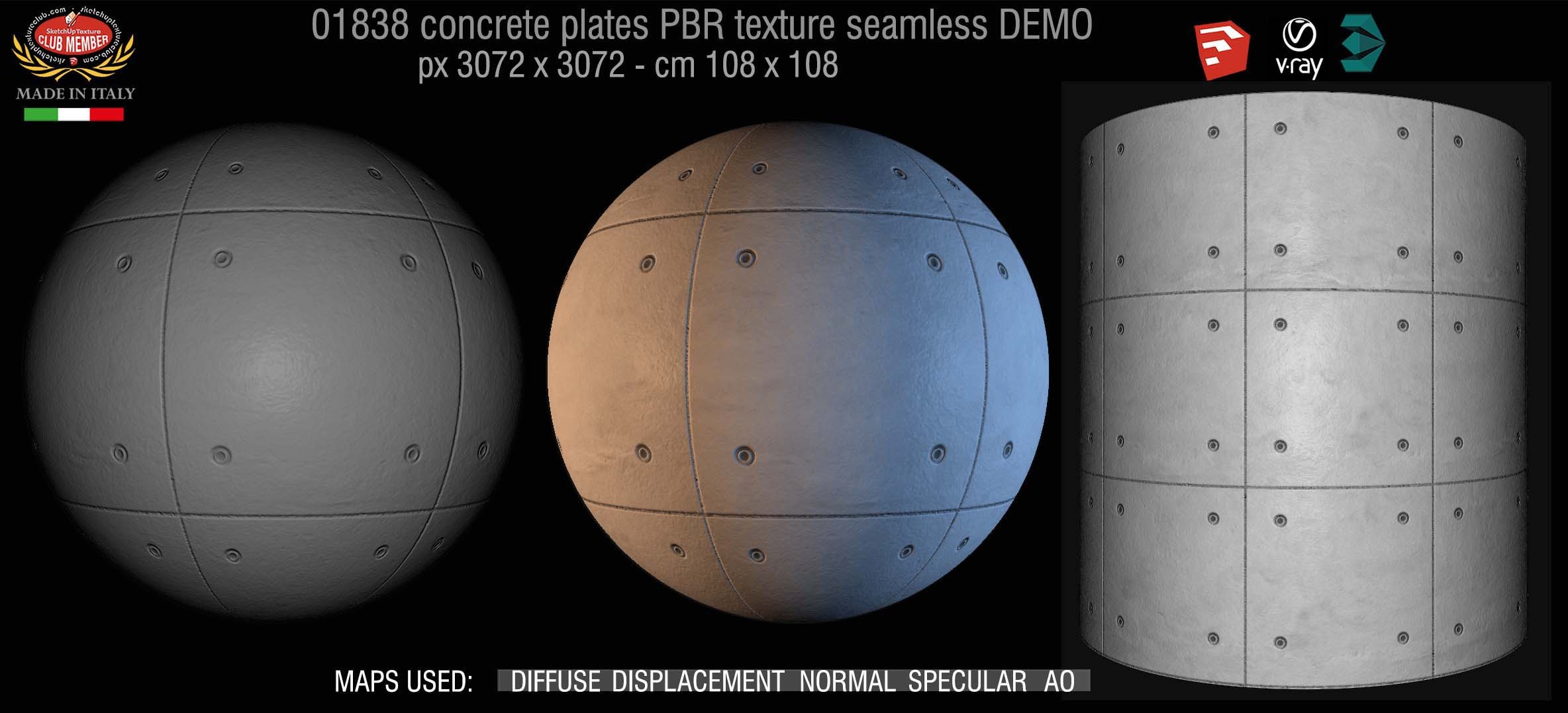 01838 Tadao Ando concrete plates PBR texture seamless DEMO