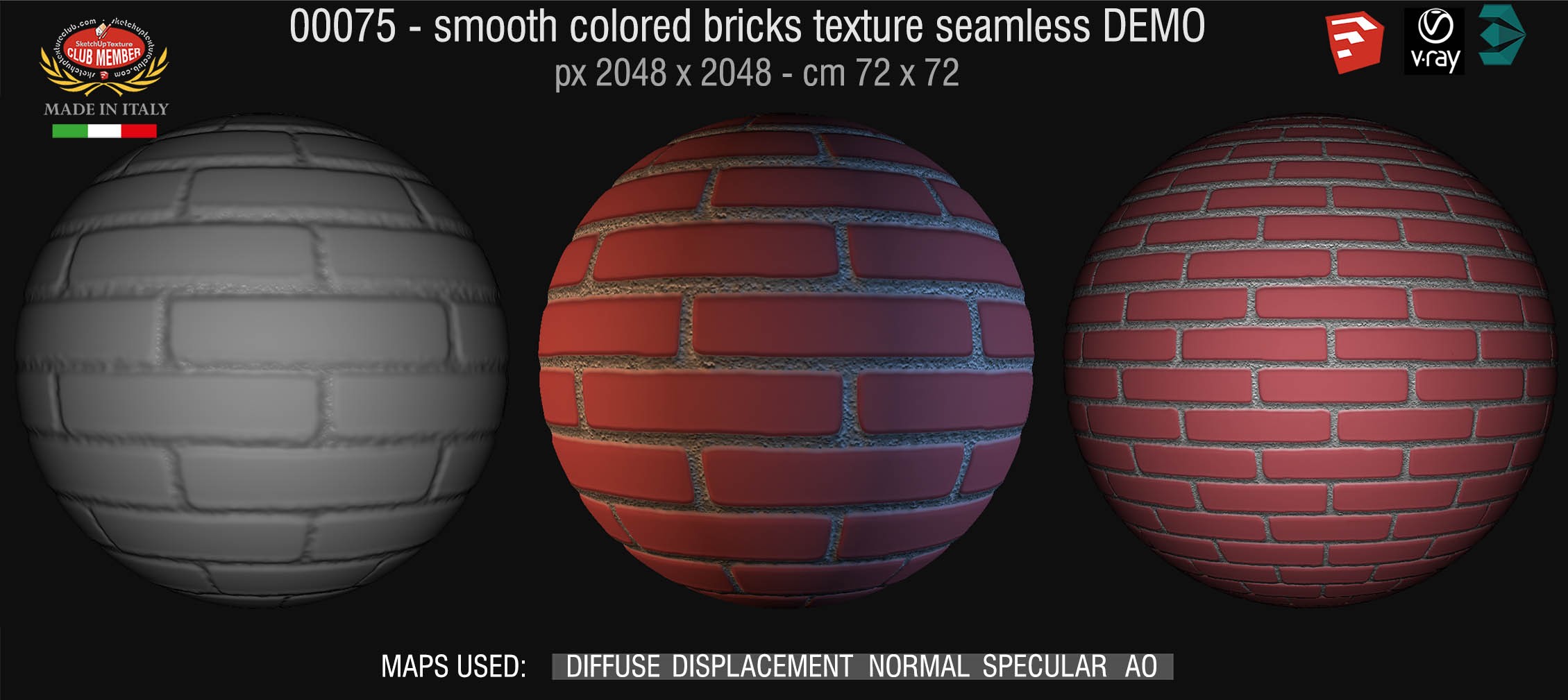 00075 smooth colored bricks texture seamless + maps DEMO