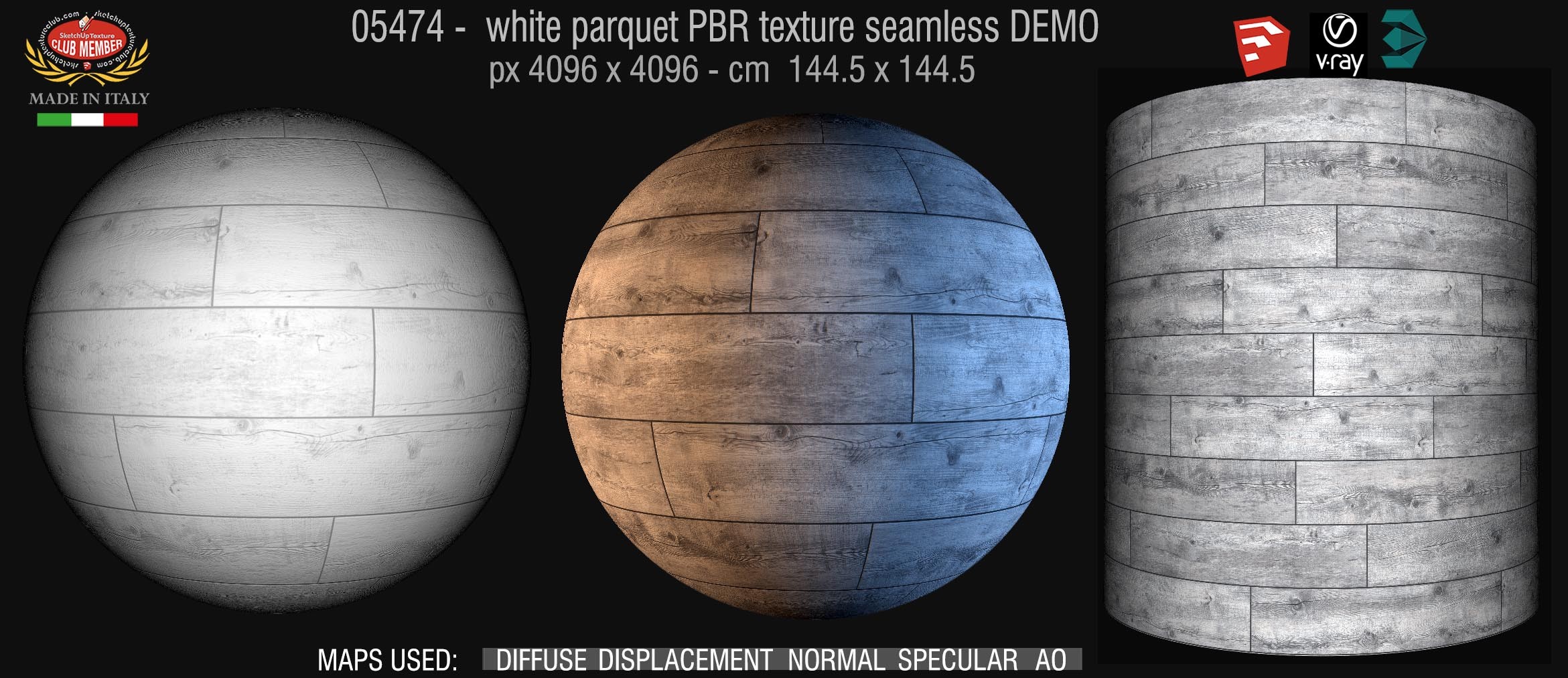 05474 white parquet PBR texture seamless DEMO