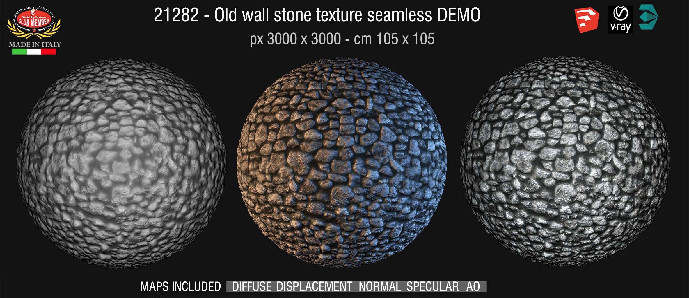 21282 HR Old wall stone texture + maps DEMO