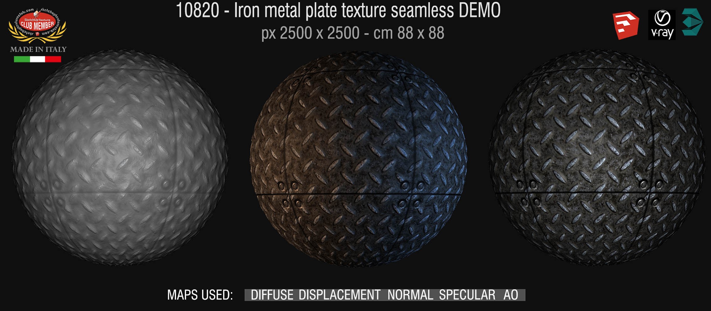 10820 HR Iron metal plate texture seamless + maps DEMO