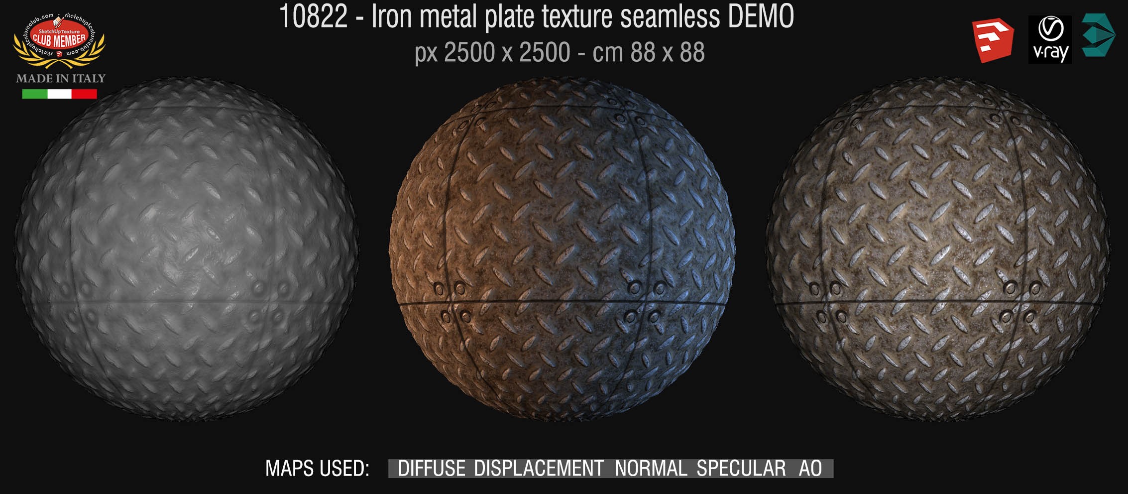 10822 HR Iron metal plate texture seamless + maps DEMO