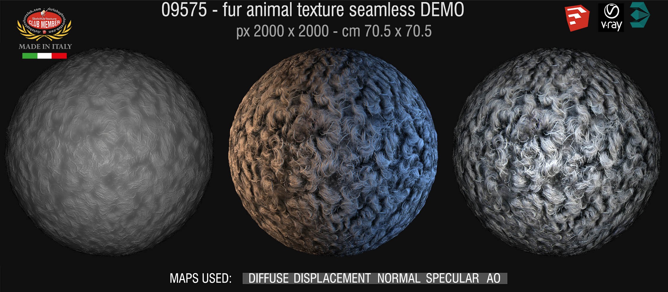 09577 HR fake fur animal texture seamless + maps DEMO