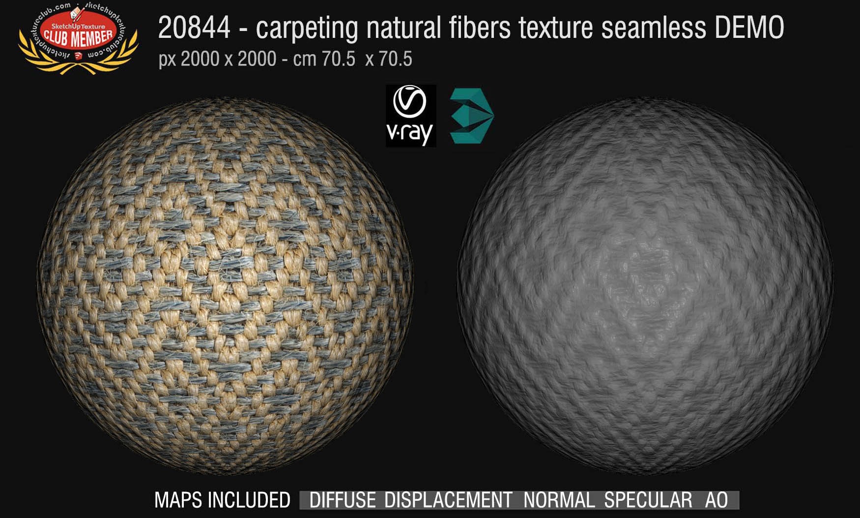 20844 Carpeting natural fibers texture seamless and maps DEMO