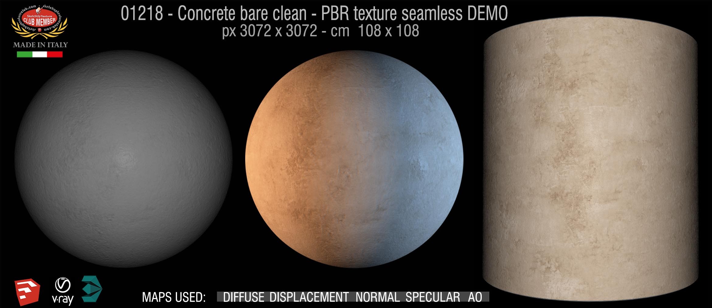 01218 Concrete bare clean-PBR texture seamless DEMO