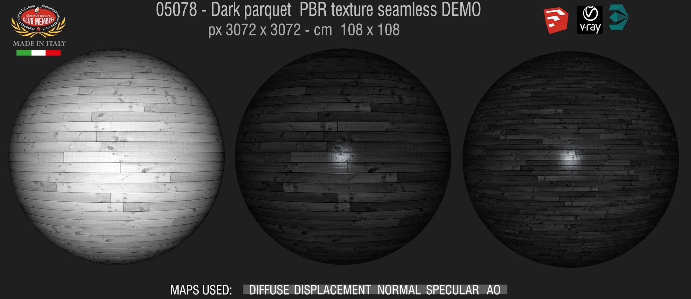 05078 Dark parquet PBR texture seamless DEMO